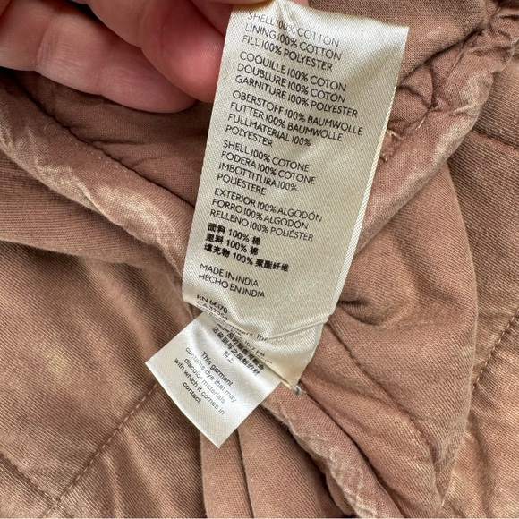 Free People Womens Jacket Sz M Tan Brown Dolman Quilted Knit Zip Up Bomber Coat - Picture 10 of 12